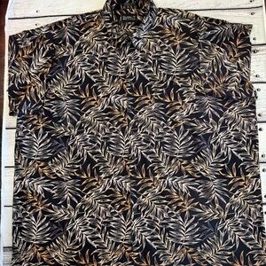 Falcon Bay Tropical Hawaiian Shirt 4XLT Black Leaf Print Big & Tall
